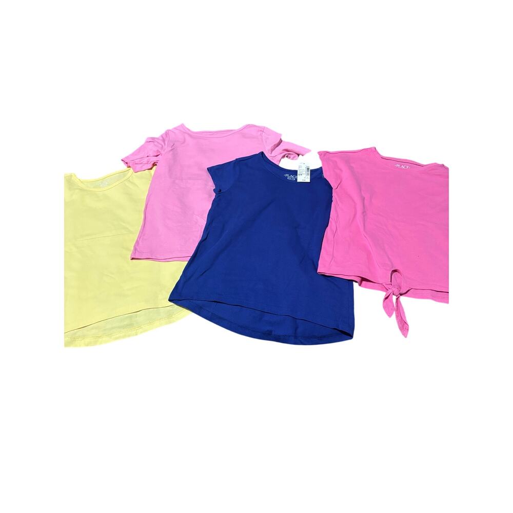 4 solid short sleeve t shirts yellow blue and 2 shades of pink nwot place